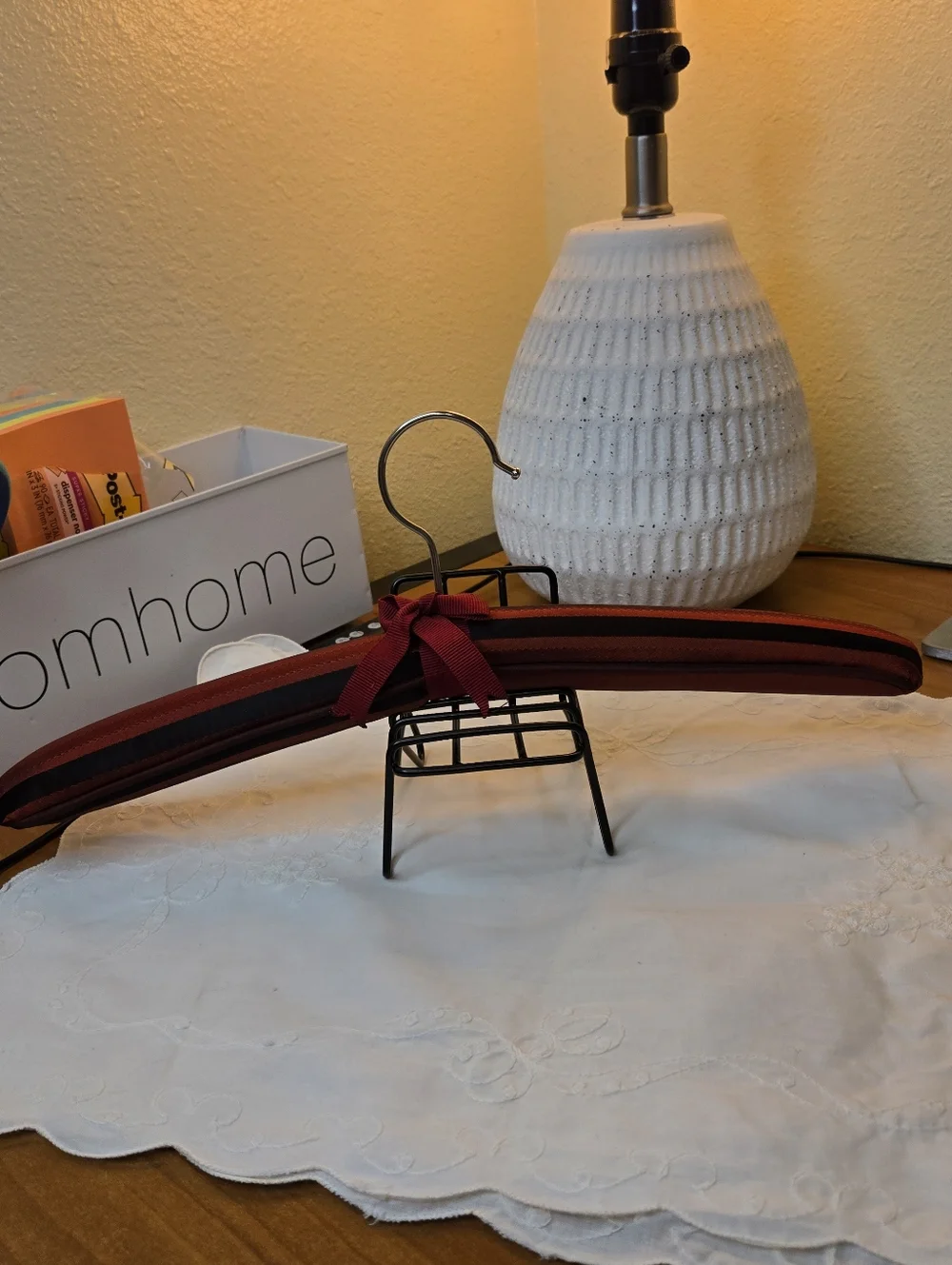 Velvet Padded Suit Hanger with Bow - Burgundy Vintage Cottagecore Feminine